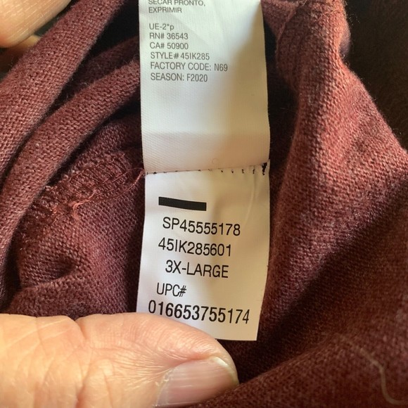 IZOD Big & Tall Men's Brushed Jersey L/S Henley Port Red Heather Sz 3XL NWT - Picture 8 of 8